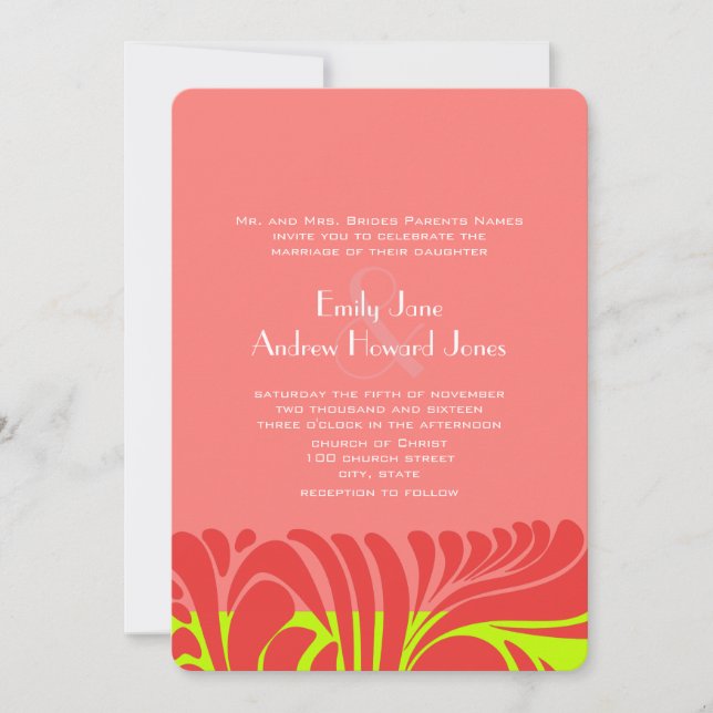 Berry Lime Delight Swirl Wedding Invitation (Front)