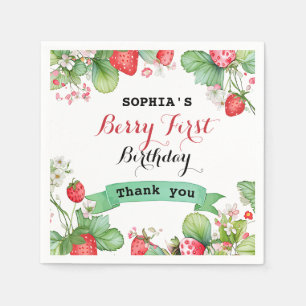 Berry Lovely First Birthday Napkin