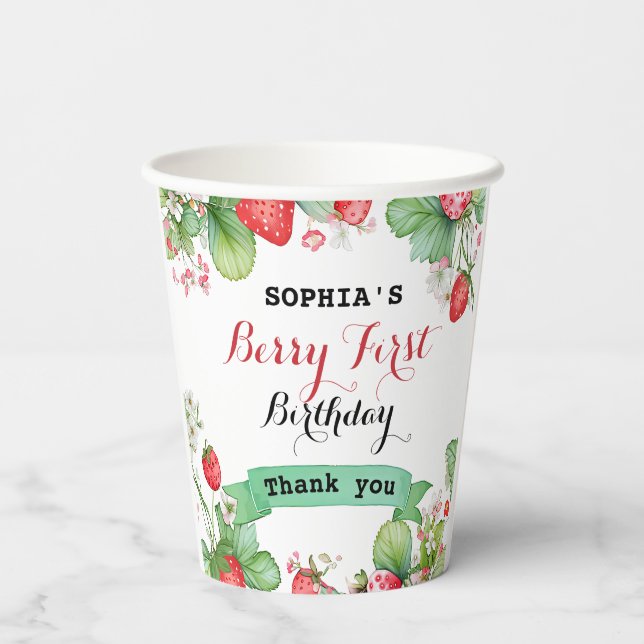 Berry Lovely First Birthday Paper Cups (Back)