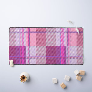 Berry Magenta Plaid Desk Mat Extra Large