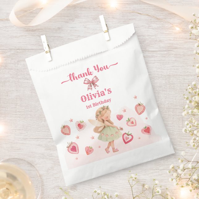 Berry Magical Fairy Girl Birthday Party Strawberry Favour Bag (Clipped)