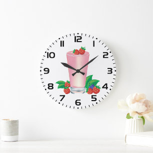 Berry Milkshake Drink Large Clock