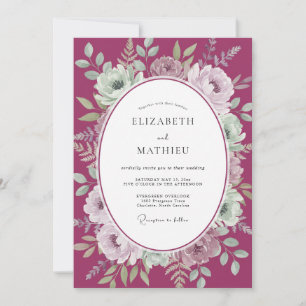 Berry Moody Watercolor Wedding Invitation