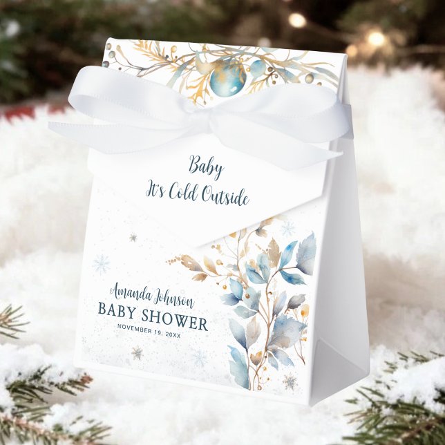 Berry Navy Gold Winter Baby Shower Favour Box (Creator Uploaded)