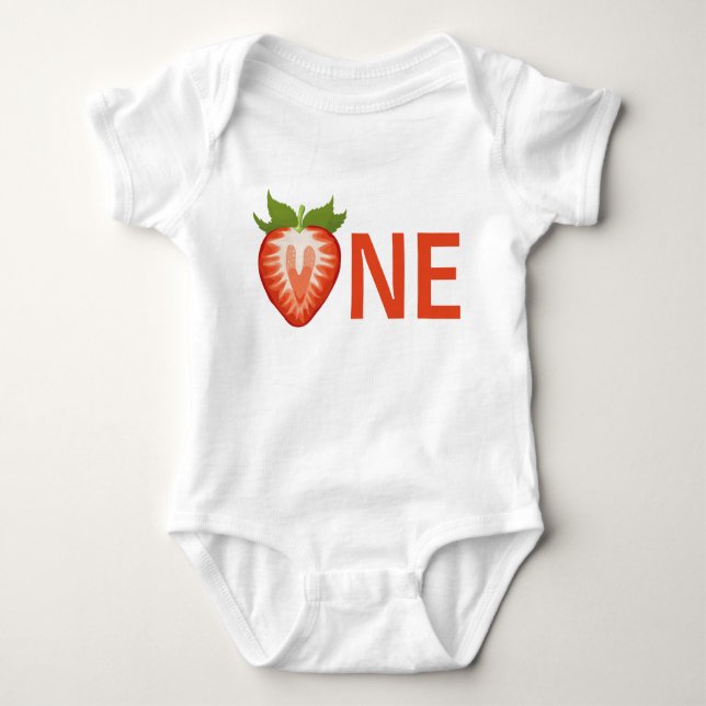 Berry One Strawberry Girl first birthday  Baby Bodysuit (Front)