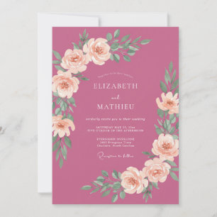 Berry Painted Peony Wedding Invitation