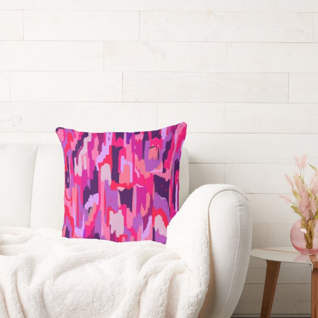 Berry Patch: Red and Pink Abstract  Cushion (Couch)