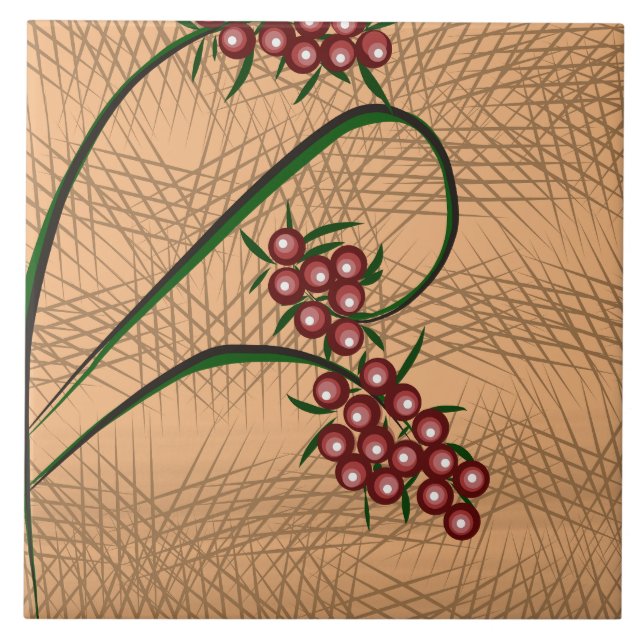 Berry Pattern Ceramic Tile (Front)