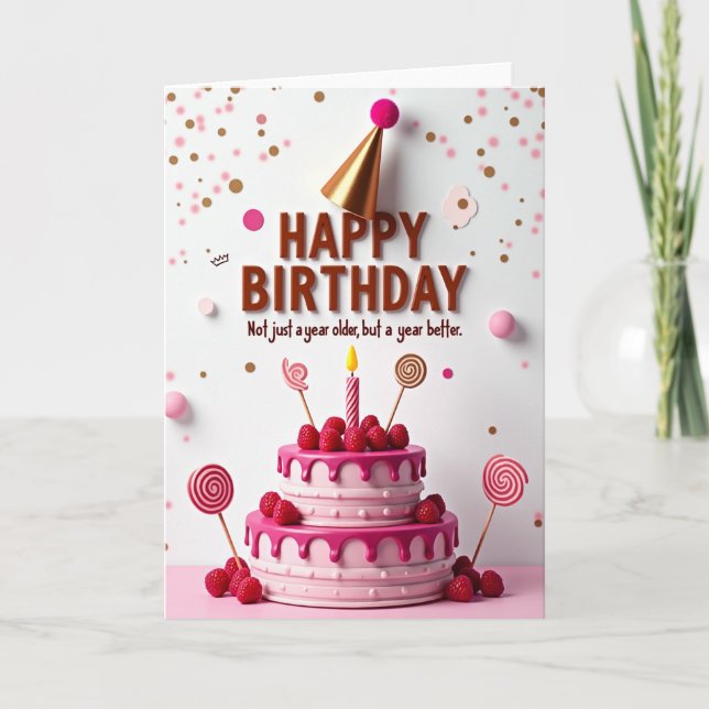Berry Pink Birthday Card (Front)