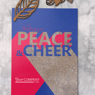 Berry Pink, Blue, Typographical Company Holiday Invitation