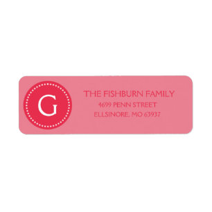 Berry Pink Muted Monogram Custom Monogrammed Return Address Label