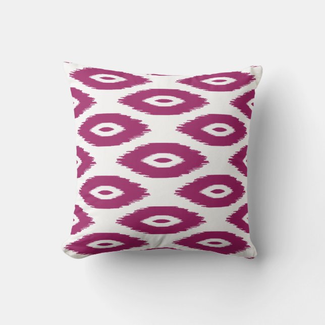 Berry Purple and White Tribal Ikat Dots Cushion (Front)