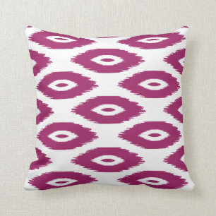 Berry Purple and White Tribal Ikat Dots Cushion