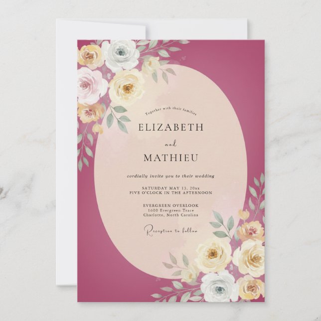 Berry Ranunculus Wedding Invitation (Front)
