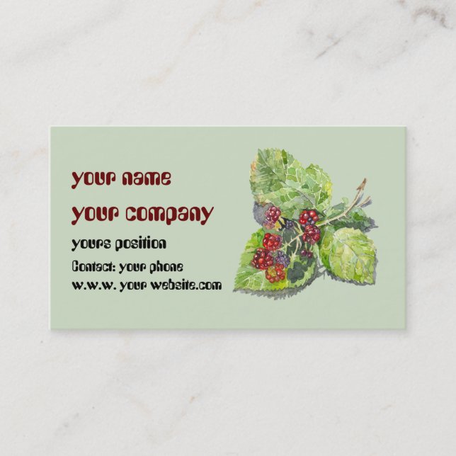 Berry red and black blackberries business card (Front)