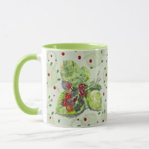 Berry red and black blackberries mug