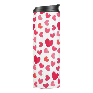 Berry, red and pink hearts pattern   thermal tumbler