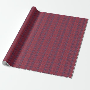 Berry Red and Slate Blue Subtle Plaid Wrapping Paper