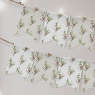 berry red botanical holiday christmas decor bunting 