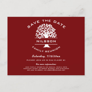 Berry Red Family Tree Reunion Save the Date Announcement Postcard