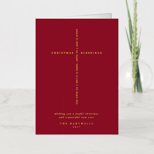 Berry Red Scripture Cross Christmas/Holiday Foil Greeting Card