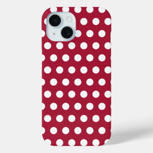 Berry Red White Polka Dot Pattern Design iPhone 15 Case