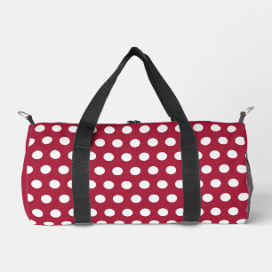 Berry Red White Polka Dot Pattern Design Duffle Bag
