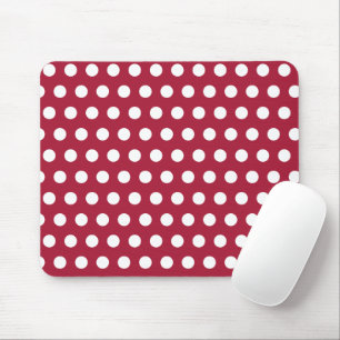 Berry Red White Polka Dot Pattern Design Mouse Pad