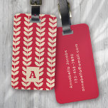 Berry Retro Vibe Leaf Pattern Monogram Luggage Tag<br><div class="desc">A bold monogram design</div>