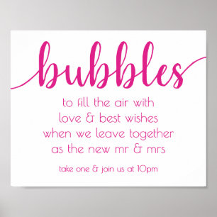 Berry Script   Bubble Send-Off Wedding Favor Sign