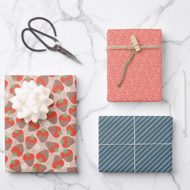 Berry Special Dipped Strawberries - Latte Wrapping Paper Sheet (Front)