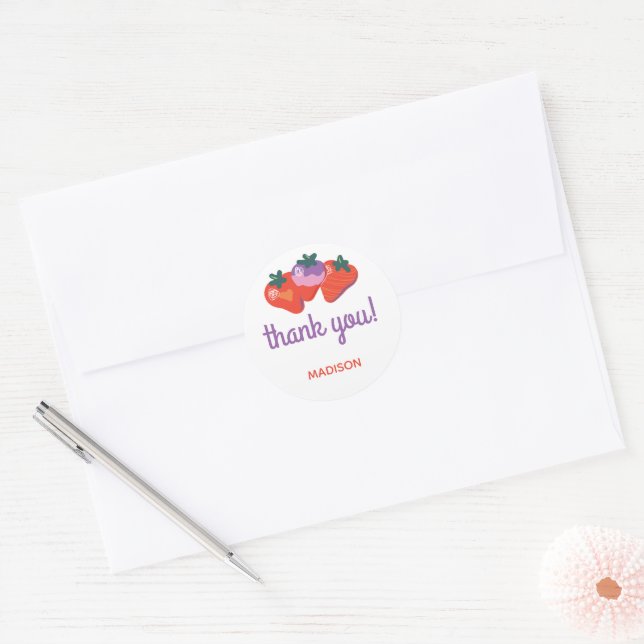 Berry Special Strawberry Birthday - White Classic Round Sticker (Envelope)