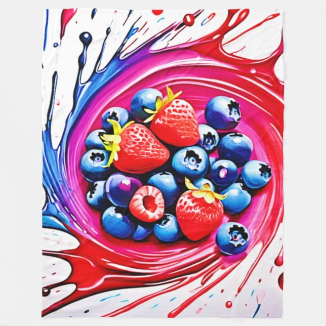 Berry Splash: Colour Burst Fleece Blanket (Front)