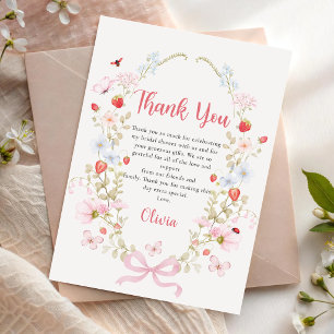 Berry Strawberry Bridal Shower Thank You Card