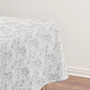 Berry Strawberry Cherry Black Hand drawn Modern. Tablecloth