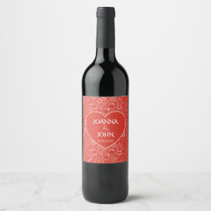 Berry Strawberry Cherry White Hand drawn Modern. Wine Label