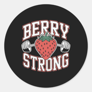 Berry Strong - Funny Bodybuilding Workout Pun Classic Round Sticker