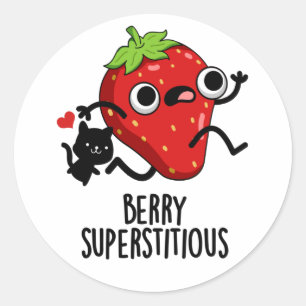 Berry Superstitious Funny Fruit Pun  Classic Round Sticker