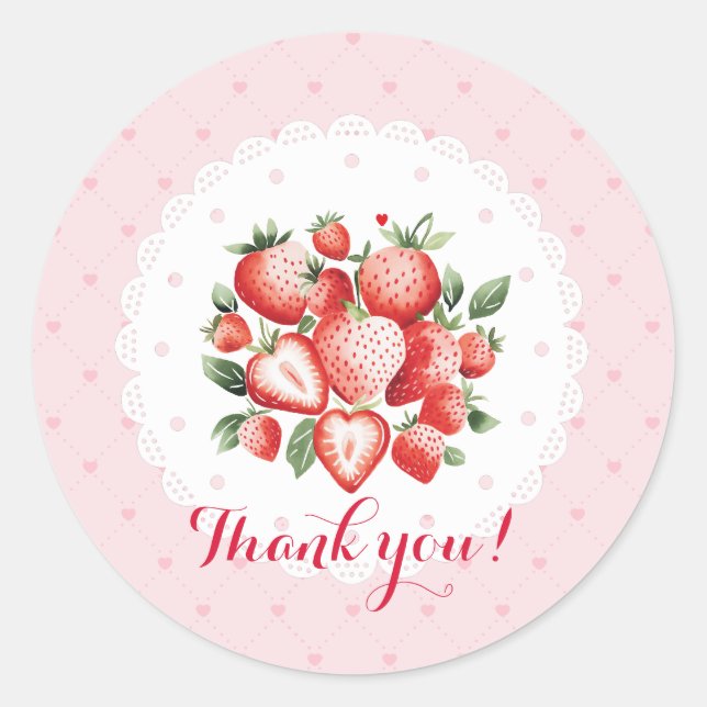 Berry Sweet 1st Birthday  Classic Round Sticker (Front)