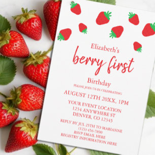 Berry Sweet 1st Birthday Invitation