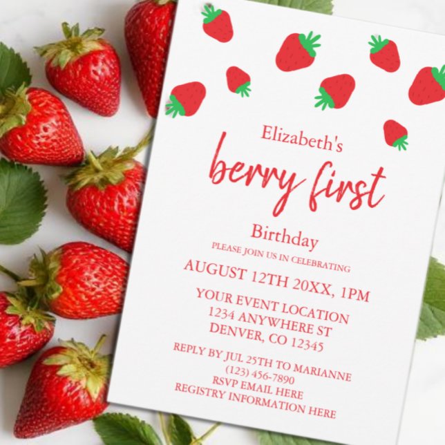 Berry Sweet 1st Birthday Invitation (Creator Uploaded)
