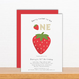 Berry sweet 1st birthday invitation