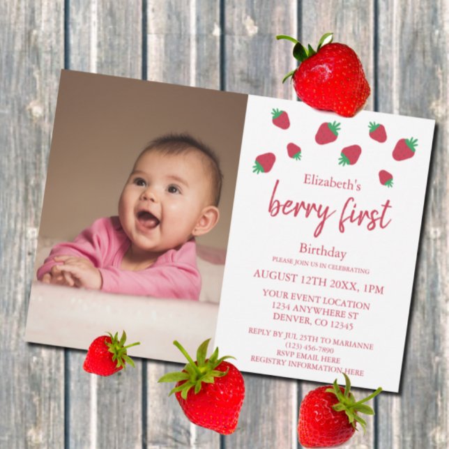 Berry Sweet 1st Birthday Invitation (Creator Uploaded)