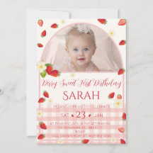 Berry Sweet 1st Birthday Invitation Photo