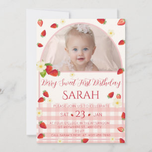 Berry Sweet 1st Birthday Invitation Photo