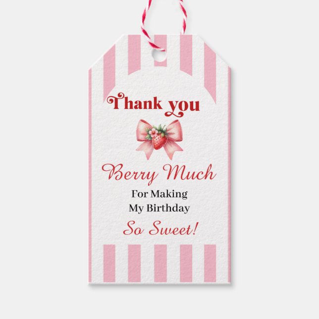 Berry-Sweet 1st Birthday Thank You Gift Tag (Front)