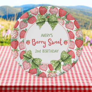 Berry Sweet 2nd Birthday Strawberry Party  Paper Plate