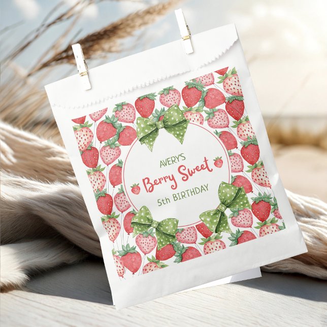 Berry Sweet 5th Birthday Strawberry Party  Favour Bag (Creator Uploaded)