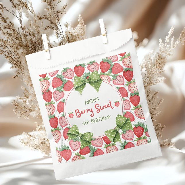 Berry Sweet 6th Birthday Strawberry Party  Favour Bag (Creator Uploaded)