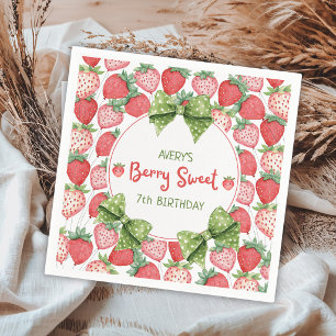 Berry Sweet 7th Birthday Strawberry Party  Napkin